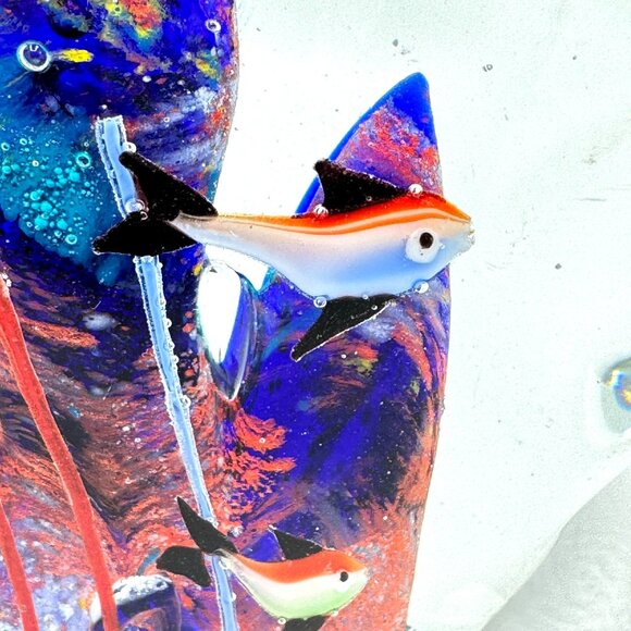 Vtg Murano Style Art Glass Aquarium Paperweight Colorful Fish Coral 4.5 lbs - Picture 9 of 10